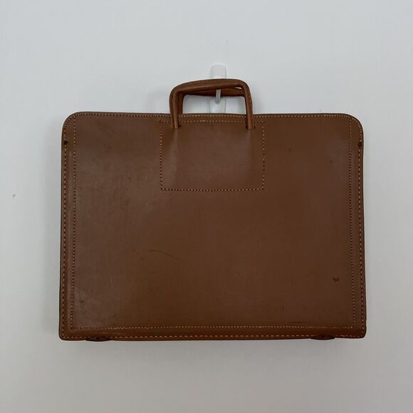 Vintage Brown Leather Portfolio Briefcase Attache Retractable Handle, Union Made - Picture 1 of 14
